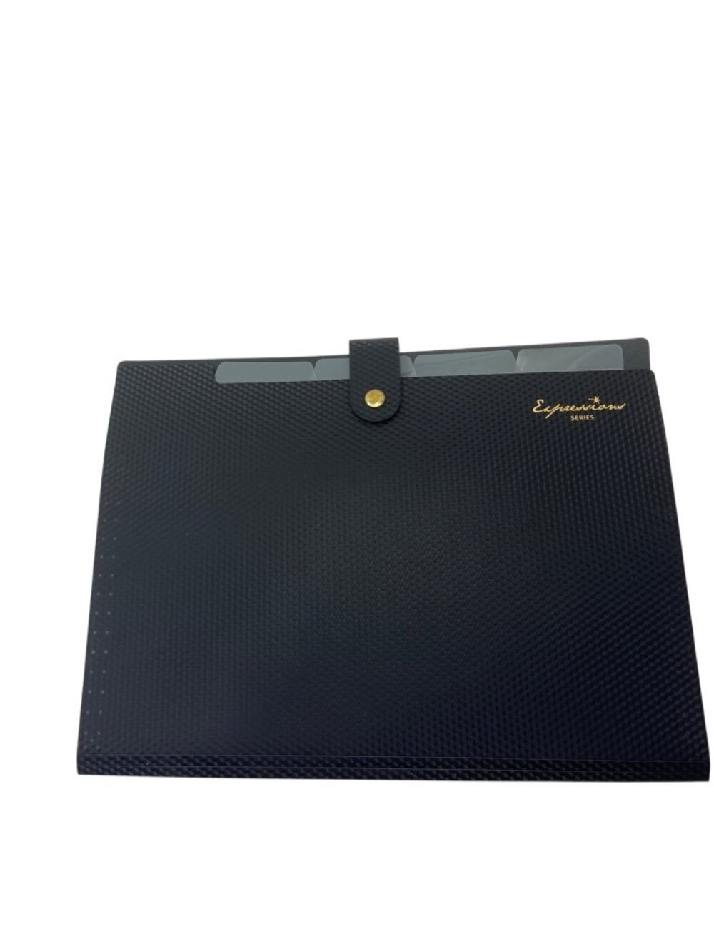 Expandable Black Document Folder With Snap Closure & Dividers Signature Series